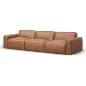 Manuela 4 Seater Sofa - Caramel Brown Leather by Interior Secrets - AfterPay Available by Interior Secrets, a Sofas for sale on Style Sourcebook