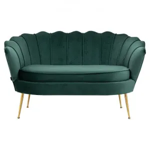 Lotus Velvet Fabric Sofa, 2 Seater, Emerald / Gold by Emporium Oggetti, a Sofas for sale on Style Sourcebook