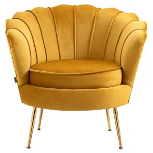 Lotus Velvet Fabric Tub Chair, Mustard / Gold by Emporium Oggetti, a Chairs for sale on Style Sourcebook