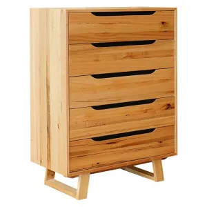 Belgrave Tasmanian Oak Timber 5 Drawer Tallboy by MATF Furniture, a Dressers & Chests of Drawers for sale on Style Sourcebook