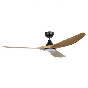 Surf DC Ceiling Fan with CCT LED Light & Remote, 150cm/60", Black / Teak by Eglo, a Ceiling Fans for sale on Style Sourcebook