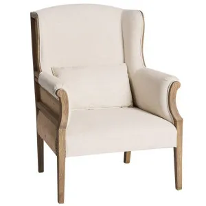 Mayfair Linen & Oak Wing Back Armchair by Canvas Sasson, a Chairs for sale on Style Sourcebook
