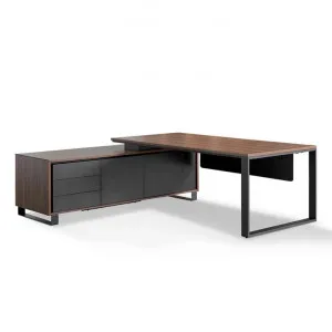 Janell 2.3m Left Return Office Desk - Walnut by Interior Secrets - AfterPay Available by Interior Secrets, a Desks for sale on Style Sourcebook