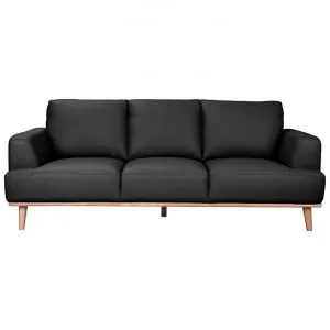 Rocella Italian Leather Sofa, 3 Seater, Black by OZW Furniture, a Sofas for sale on Style Sourcebook
