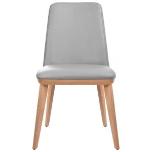 Benato Leather Dining Chair, Light Grey / Blackwood by OZW Furniture, a Dining Chairs for sale on Style Sourcebook