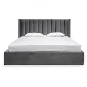 Kingsdale III Velvet Fabric Platform Bed, King, Charcoal by Conception Living, a Beds & Bed Frames for sale on Style Sourcebook