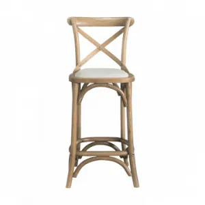 CARTER' Cross-Back Kitchen Stool with Linen Seat by Style My Home, a Bar Stools for sale on Style Sourcebook