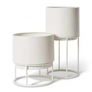 Gunner Planter with Stand Set 2 28 x 28 x 56cm / 32 x 32 x 36cm by Elme Living, a Plant Holders for sale on Style Sourcebook