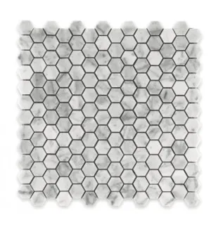 Carrara Marble Hexagonal Mosaic Honed 23mm (309x313) by Groove Tiles, a Natural Stone Tiles for sale on Style Sourcebook