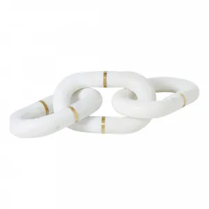 Marble Chain Sculpture 36x10cm in White/Brass by OzDesignFurniture, a Statues & Ornaments for sale on Style Sourcebook