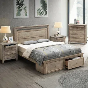 Olivia Wooden Bed with End Drawers, King, Light Oak by Glano, a Beds & Bed Frames for sale on Style Sourcebook