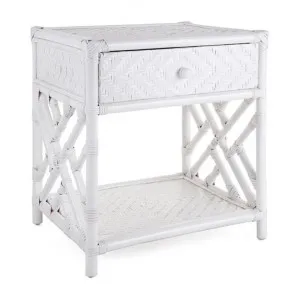 Lopes Rattan Bedside Table, White by ETC, a Bedside Tables for sale on Style Sourcebook