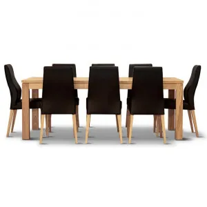 Lambton Messmate Timber 9 Piece Dining Table Set, 210cm, Natural / Black by Dodicci, a Dining Sets for sale on Style Sourcebook