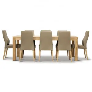 Lambton Messmate Timber 9 Piece Dining Table Set, 210cm, Natural / Taupe by Dodicci, a Dining Sets for sale on Style Sourcebook