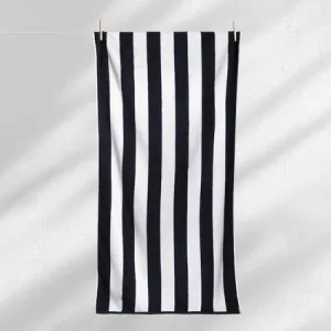 Canningvale Striped Cabana Beach Towel - Black, Cotton Terry by Canningvale, a Outdoor Accessories for sale on Style Sourcebook