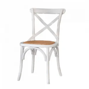 Carter' Cross Back Dining Chair with Rattan Seat White by Style My Home, a Chairs for sale on Style Sourcebook