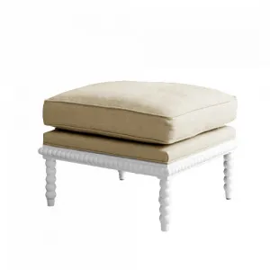 Bobbin' Linen and Oak Ottoman- White/Oatmeal by Style My Home, a Ottomans for sale on Style Sourcebook