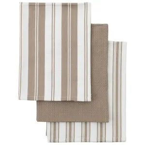 Selkirk Organic Cotton 3 Piece Tea Towel Set, Taupe Stripe by Casa Bella, a Table Cloths & Runners for sale on Style Sourcebook