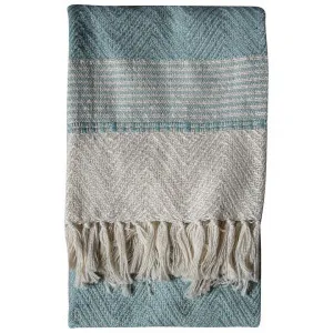 Kilrush Chevron Throw, 130x170cm, Duck Egg by Casa Bella, a Throws for sale on Style Sourcebook