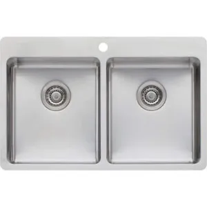 Sonetto Double Bowl Topmount Sink 1Th | Made From Stainless Steel | 30L/30L By Oliveri by Oliveri, a Kitchen Sinks for sale on Style Sourcebook