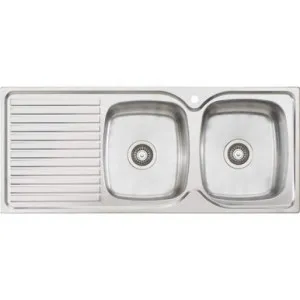 Endeavour Double Bowl Topmount Sink With Drainer Right Bowl 1Th | Made From Stainless Steel | 17L/17L By Oliveri by Oliveri, a Kitchen Sinks for sale on Style Sourcebook