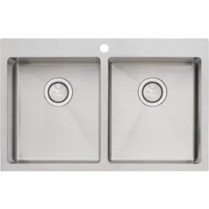 Apollo Double Bowl Sink 800mm X 510mm 1Th | Made From Stainless Steel | 29L/29L By Oliveri by Oliveri, a Kitchen Sinks for sale on Style Sourcebook