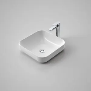 Tribute Sculptural Inset Square Basin L/Overflow 400mm Nth | Made From Clay In White By Caroma by Caroma, a Basins for sale on Style Sourcebook