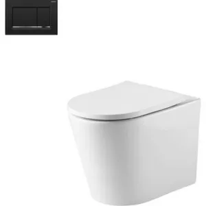 Oslo Rimless Wall Faced Toilet Suite With Geberit Matte Square Push Plate In Black By Oliveri by Oliveri, a Toilets & Bidets for sale on Style Sourcebook
