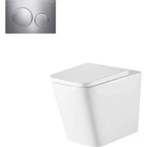 Munich Inwall Rimless Wall Faced Toilet Suite With Geberit Round Push Plate 4Star | Made From Vitreous China In Chrome Finish By Oliveri by Oliveri, a Toilets & Bidets for sale on Style Sourcebook