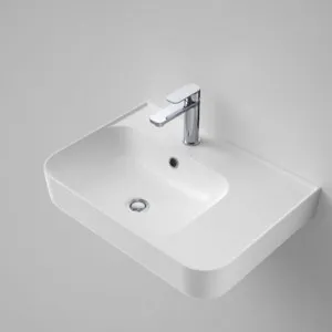 Tribute Sculpt Rectangle 600 Right Hand Shelf Wall Basin Plug & Waste 1Th | Made From Vitreous China In White | 4L By Caroma by Caroma, a Basins for sale on Style Sourcebook