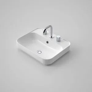 Tribute Rectangle 500 Inset Basin 3 Tap Hole Of | Made From Vitreous China In White By Caroma by Caroma, a Basins for sale on Style Sourcebook
