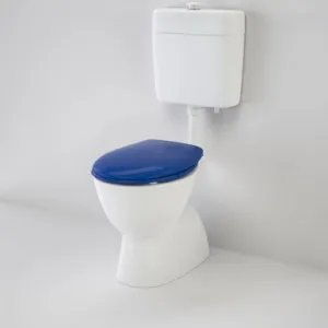 Care 200 V2 Connector (S Trap) Suite With Caravelle Care Double Flap Seat - Sorrento Blue In White/Sorrento Blue By Caroma by Caroma, a Toilets & Bidets for sale on Style Sourcebook