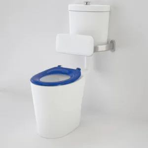 Care 610 Cleanflush Connector P Trap Suite With Backrest And Caravelle Single Flap In White/Sorrento Blue By Caroma by Caroma, a Toilets & Bidets for sale on Style Sourcebook