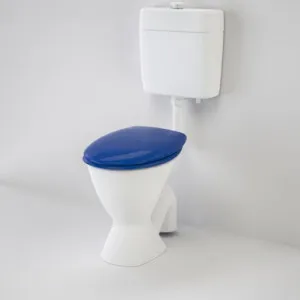 Care 100 V2 Connector (S Trap) Suite With Caravelle Care Double Flap Seat - Sorrento Blue In White/Sorrento Blue By Caroma by Caroma, a Toilets & Bidets for sale on Style Sourcebook