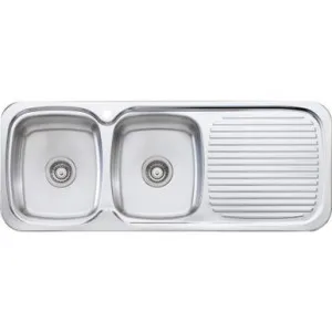 Lakeland Double Bowl Sink With Right Drainer 1Th | Made From Stainless Steel By Oliveri by Oliveri, a Kitchen Sinks for sale on Style Sourcebook