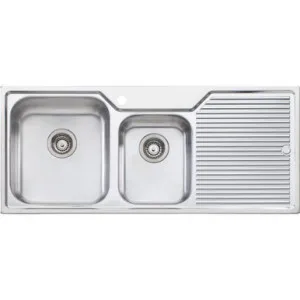 Nu-Petite 1 & 3/4 Bowl Topmount Sink With Drainer Left Bowl 1Th | Made From Stainless Steel By Oliveri by Oliveri, a Kitchen Sinks for sale on Style Sourcebook