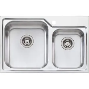 Nu-Petite 1 & 3/4 Bowl Topmount Sink Left Bowl 1Th | Made From Stainless Steel By Oliveri by Oliveri, a Kitchen Sinks for sale on Style Sourcebook