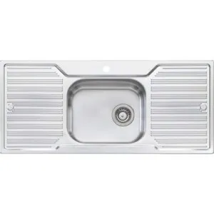 Diaz Single Bowl Topmount Sink With Double Drainer 1Th | Made From Stainless Steel By Oliveri by Oliveri, a Kitchen Sinks for sale on Style Sourcebook