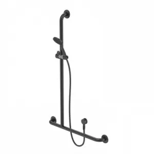 Care Support Shower Set With Inverted T Rail Lh In Matte Black By Caroma by Caroma, a Showers for sale on Style Sourcebook