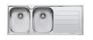 Flinders Sink Double Left Hand Bowls With Drainer 1200mm X 480mm (Available 0 Or - Specify When Ordering) Top Mount | Stainless Steel By Oliveri by Oliveri, a Kitchen Sinks for sale on Style Sourcebook