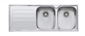 Flinders Sink Double Right Hand Bowls With Drainer 1200mm X 480mm (Available 0 Or - Specify When Ordering) Top Mount | Stainless Steel By Oliveri by Oliveri, a Kitchen Sinks for sale on Style Sourcebook