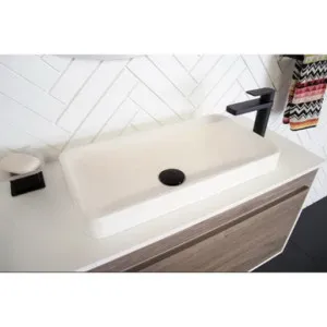 Faith True Justice Semi-Inset Basin 500mm X 260mm X 99mm Matte | Made From Solid Surface In White | 4L to Rim By ADP by ADP, a Basins for sale on Style Sourcebook