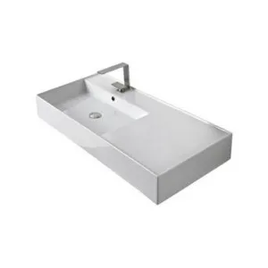 Teorema Wall Basin 1010mm X 460mm X 140mm Left Offset Bowl Gloss | Made From Ceramic In White/Gloss White | 4L to Overflow By ADP by ADP, a Basins for sale on Style Sourcebook