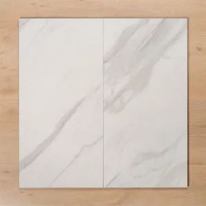 Perisher White Marble Polished Rectified Porcelain Tile 300x600mm by The Blue Space, a Marble Look Tiles for sale on Style Sourcebook