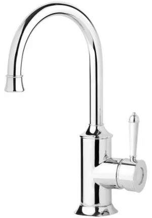 Nostalgia Sink Mixer 160mm Gooseneck (White Handle) 4Star Chrome In White/Chrome Finish By Phoenix by PHOENIX, a Kitchen Taps & Mixers for sale on Style Sourcebook