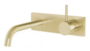 Vivid Slimline Wall Bath Or Basin Mixer Set (Handle Up) 175mm Spout 6Star Brushed In Gold By Phoenix by PHOENIX, a Bathroom Taps & Mixers for sale on Style Sourcebook