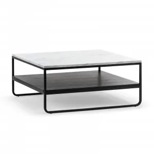 Estoria White Marble Square Coffee Table, Black by L3 Home, a Coffee Table for sale on Style Sourcebook