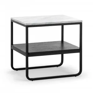 Estoria White Marble Square Side Table, Black by L3 Home, a Side Table for sale on Style Sourcebook