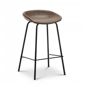 Brandon Set of 2 Vegan Leather Barstool, Mocha Brown by L3 Home, a Bar Stools for sale on Style Sourcebook