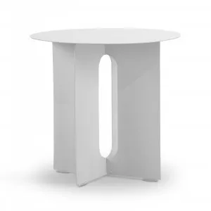 Kiyo Round Steel Side Table, Matte White by L3 Home, a Side Table for sale on Style Sourcebook